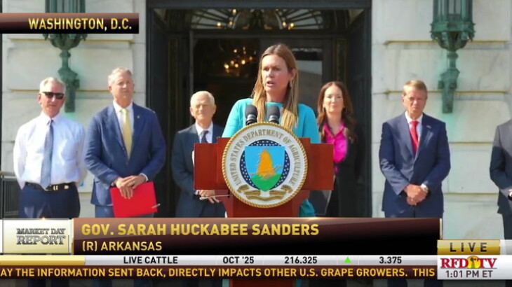 Arkansas Governor Sarah Sanders addresses protecting U.S. farmland from ...