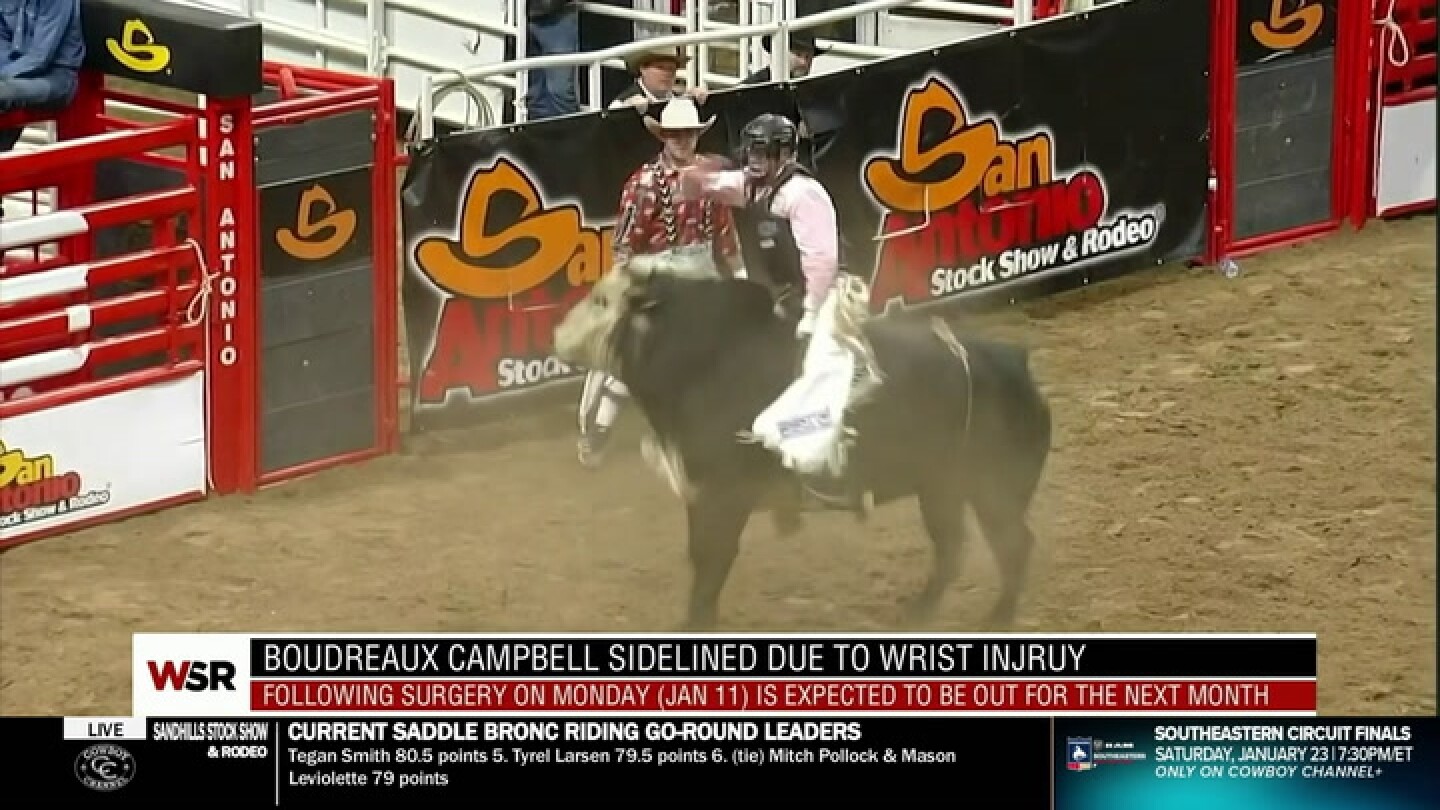 Bull Rider Boudreaux Campbell Out a Month with Wrist Injury The