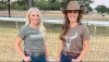 kirbe schnoor in a green farmher tshirt and janie johnson in a brown ranchher shirt with a brown cowboy hat standing in front of a fence1280.jpg